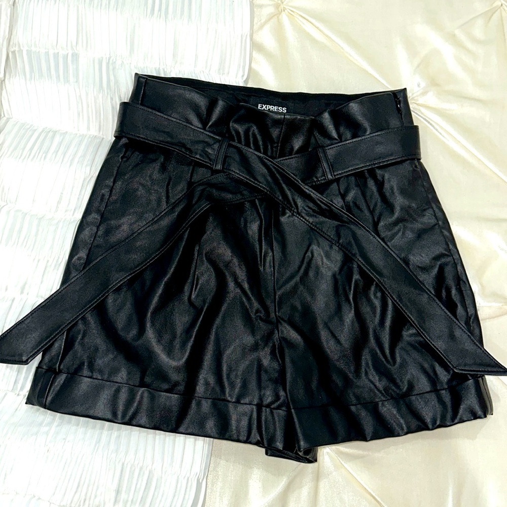 Faux Leather Express Shorts, size small